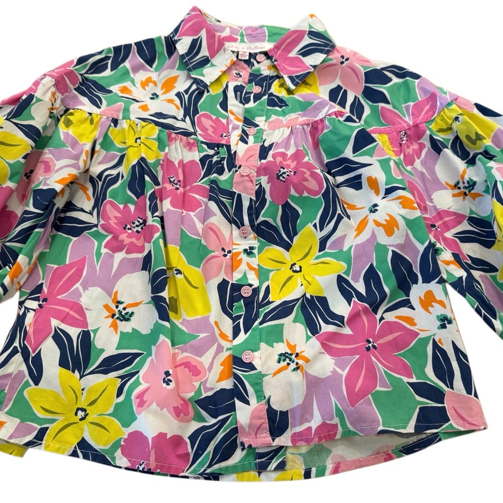 Vibrant Floral Women's Blouse - Pink, Yellow, Green